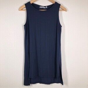 Athleta Navy Blue Crew Neck Side Split Tank Top Size XS